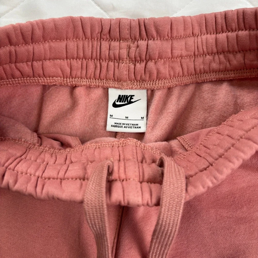 Nike Kids Joggers Sweatpants‎ Pink Cotton Blend Elastic Waist Drawstring Logo M